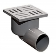 Трап горизонтальный 50 с сухим затвором пласт. 100*100мм. серый внутр.канал. РосТурПласт
