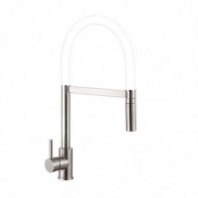 Смеситель Ломонд д/кухни шар. с силикон.изливом белый 11362 нержав.сталь GOLDEN FOX вывод