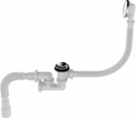 Обвязка на ванну 1 1/2*40 регулир. клик-клак переливом, с гофрой 40*40/50 автомат утапл.грибок метал. Aquant V672-18 