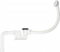 Обвязка на ванну 1 1/2*40 регулир. клик-клак переливом, с гофрой 40*40/50 автомат утапл.грибок метал. Aquant V672-18 