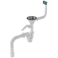Сифон 3 1/2*40 прямоточный с ревизией, с переливом, прямоуг. с носиком с гофрой 40*40/50 Aquant UB0147 1/20